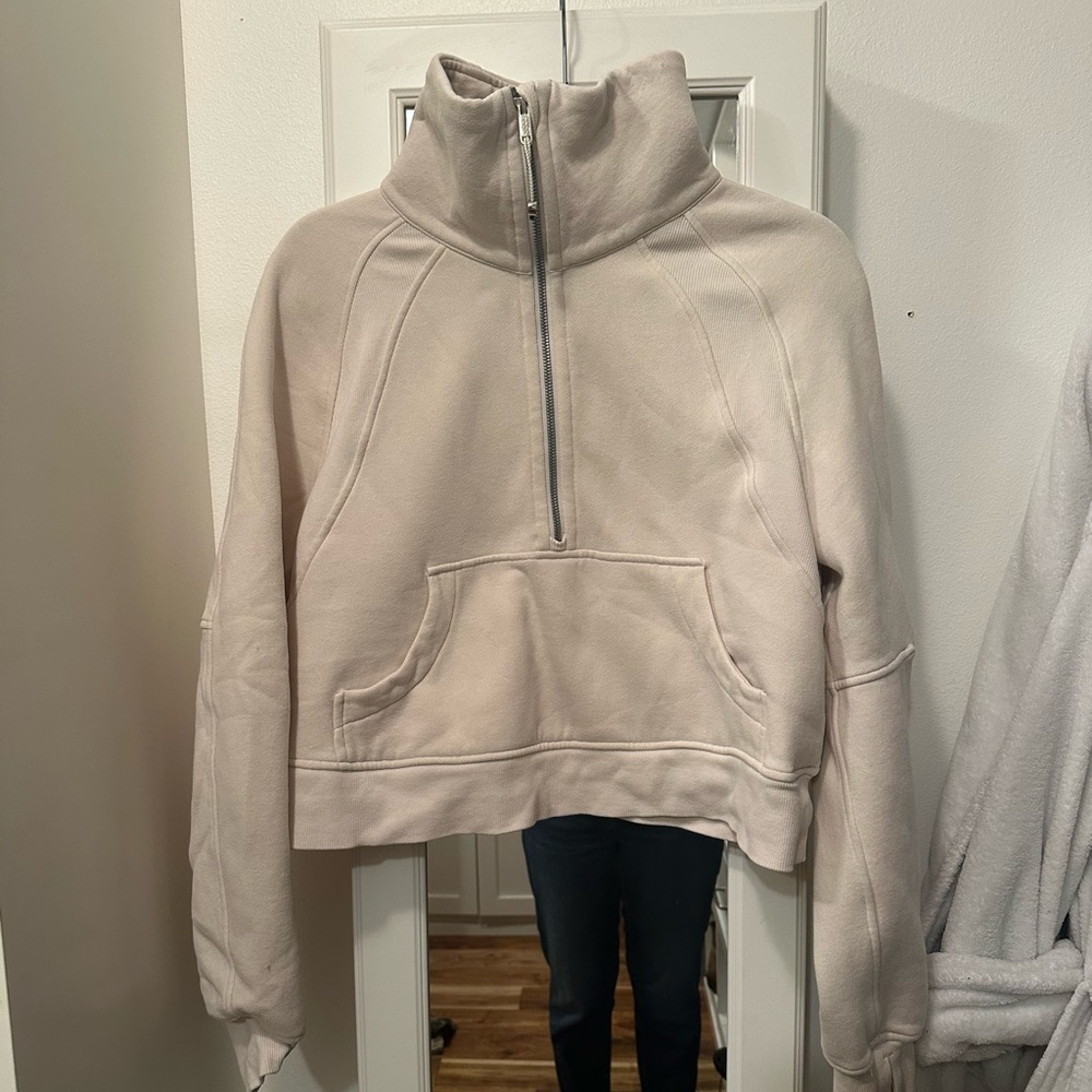 Scuba Oversized Funnel Neck Half Zip in White Opal